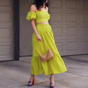 Green Abercrombie & Fitch Maxi Tiered Skirt, size XXSP